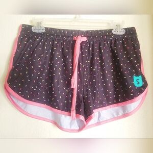 Squishmallows Sprinkles Fruit of the Loom Black Shorts with Pink Trim